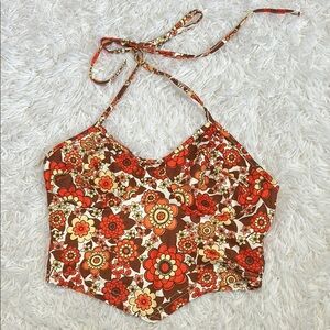 Floral Halter Top Crop Top | Retro | 70s | Floral | Bohemian Crop Top